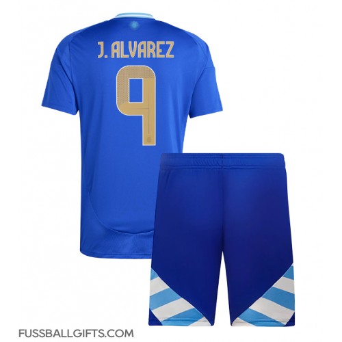 Argentinien Julian Alvarez #9 Fußballbekleidung Auswärtstrikot Kinder Copa America 2024 Kurzarm (+ kurze hosen)